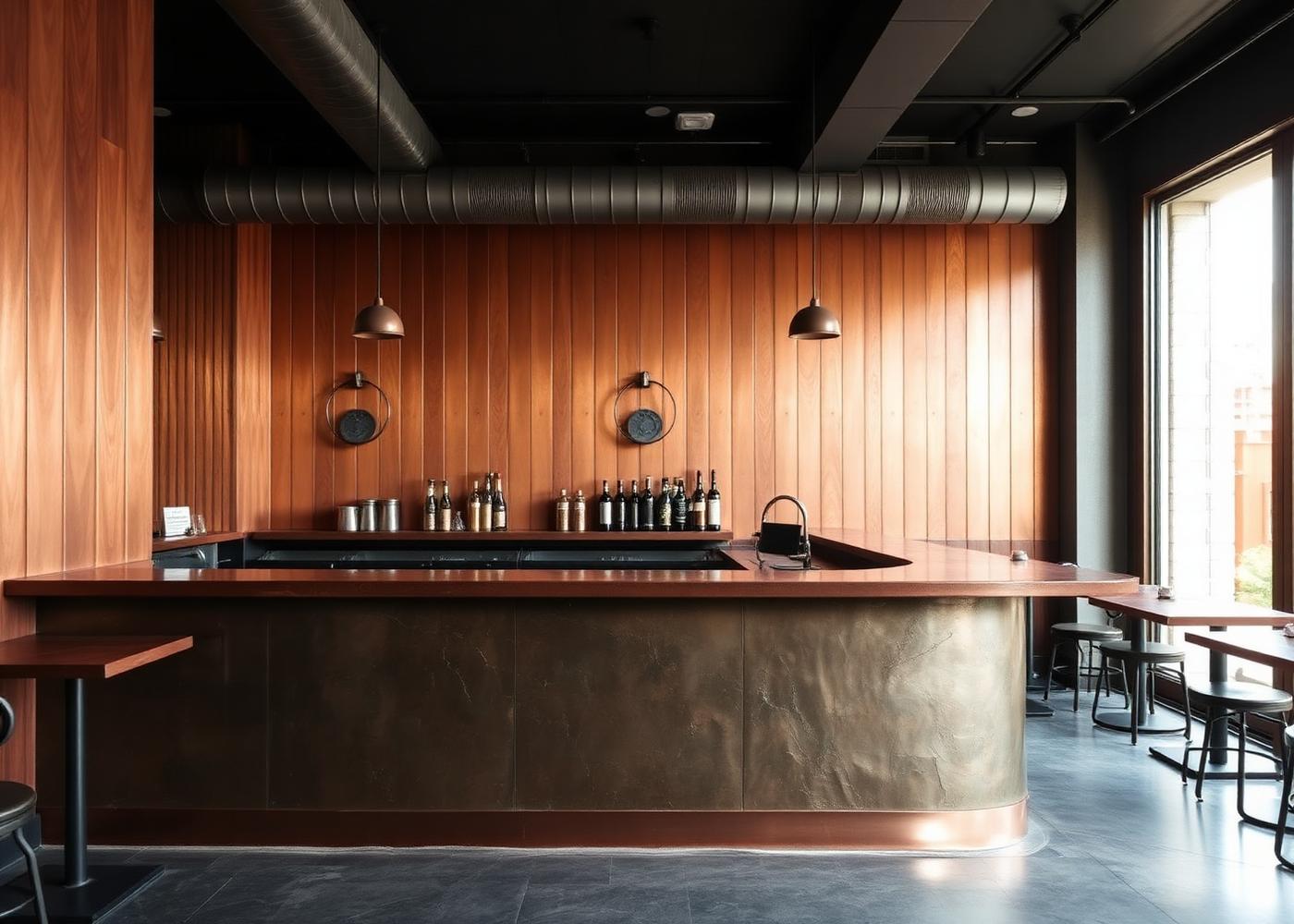 Copper Bar Counter — Copper finish study