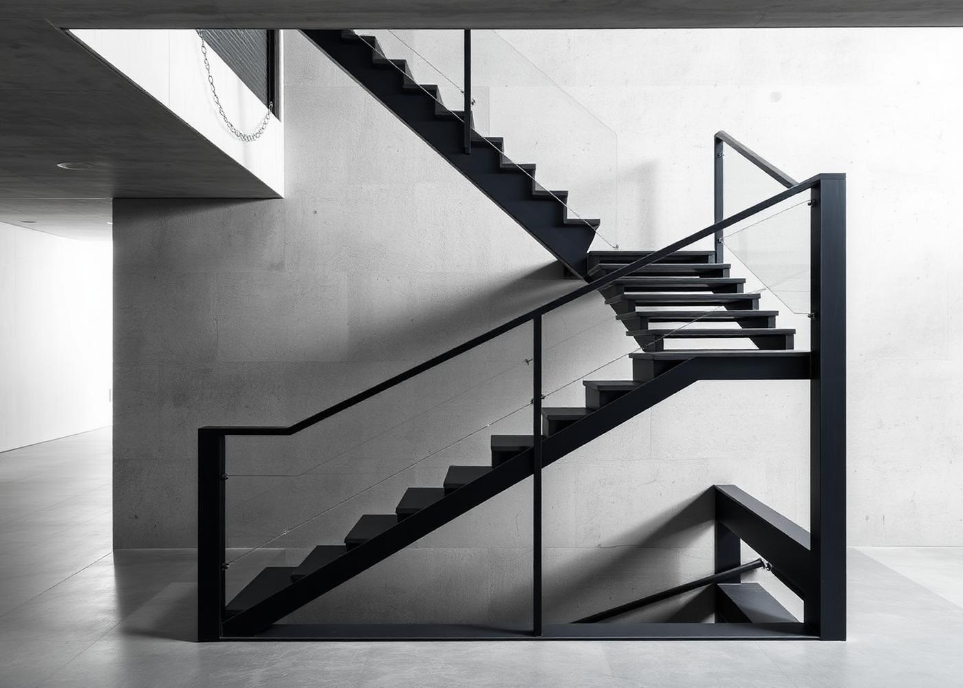 Blackened Staircase — Black Steel finish study